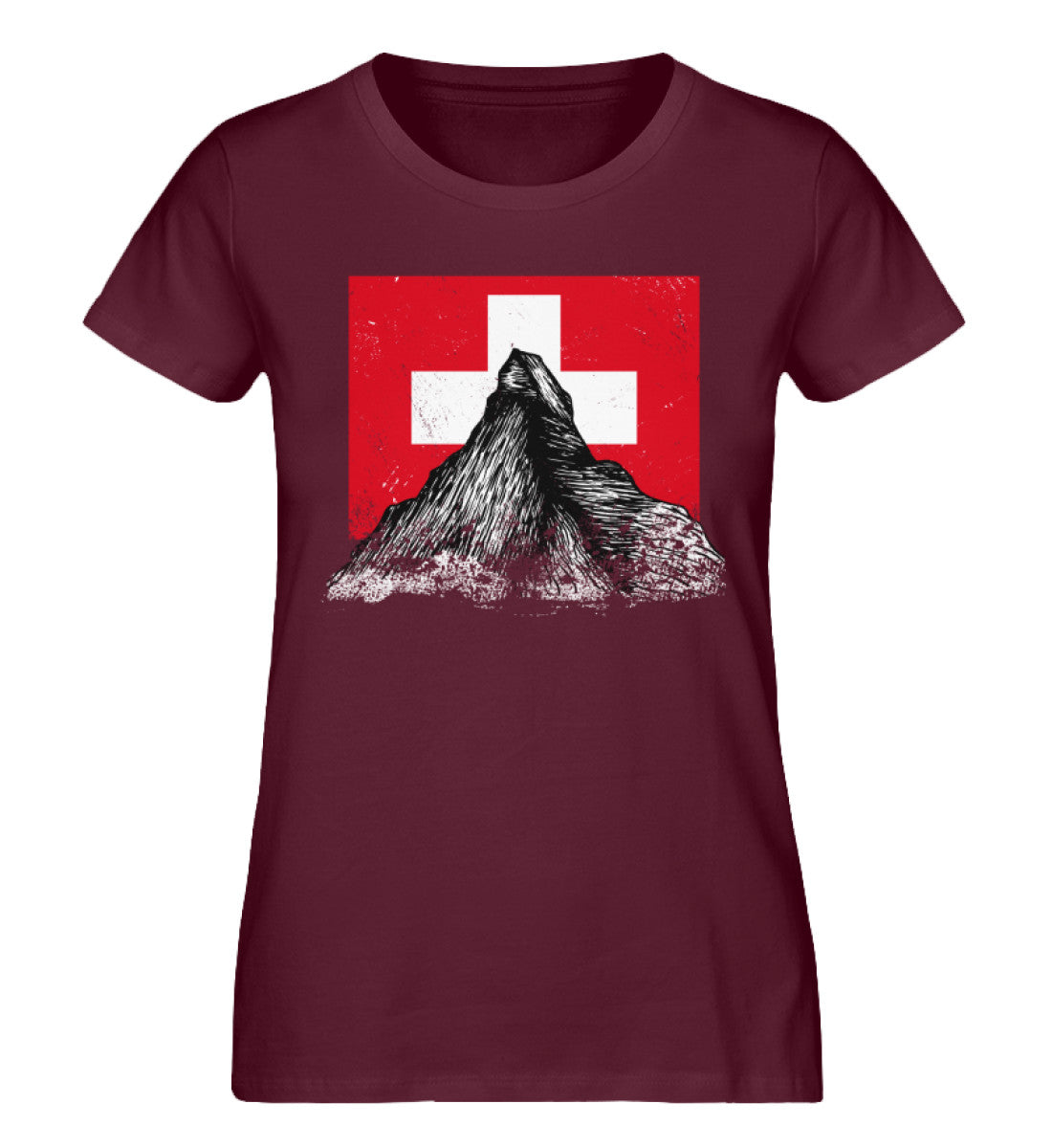 Walliser Alpen Schweiz - Damen Organic T-Shirt berge Weinrot