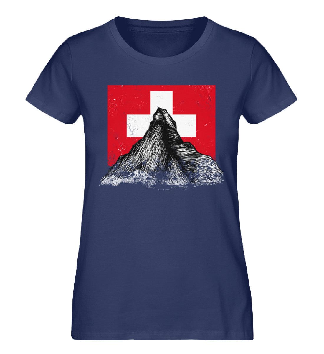 Walliser Alpen Schweiz - Damen Organic T-Shirt berge Navyblau