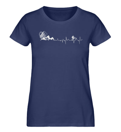 Herzschlag Bergbiker und Bier - Damen Organic T-Shirt mountainbike Navyblau