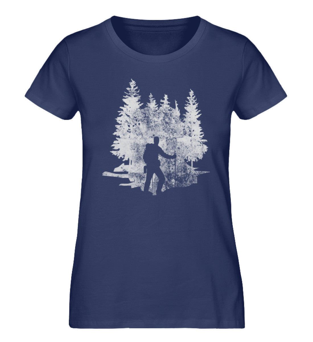 Wanderer Vintage - Damen Organic T-Shirt wandern Navyblau