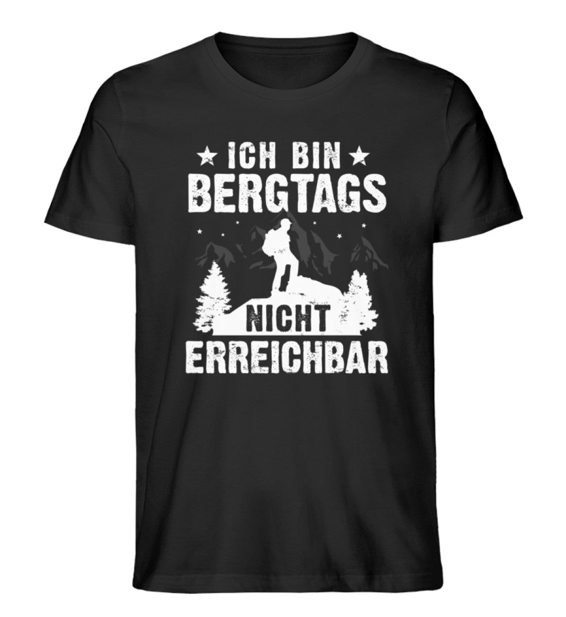Bergtags nicht erreichbar - Herren Organic T-Shirt berge wandern Schwarz