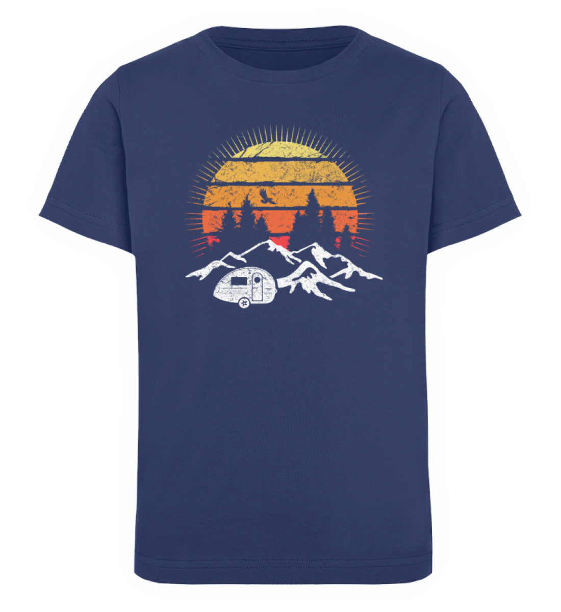 Camping Sonne Vintage - Kinder Premium Organic T-Shirt camping Navyblau