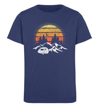 Camping Sonne Vintage - Kinder Premium Organic T-Shirt camping Navyblau
