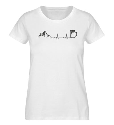 Herzschlag Berge und Bier - Damen Organic T-Shirt' berge klettern wandern Weiß