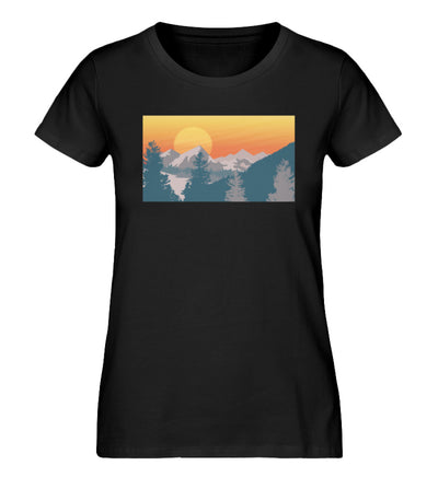 Berglandschaft und Sonne - Damen Premium Organic T-Shirt berge camping Schwarz
