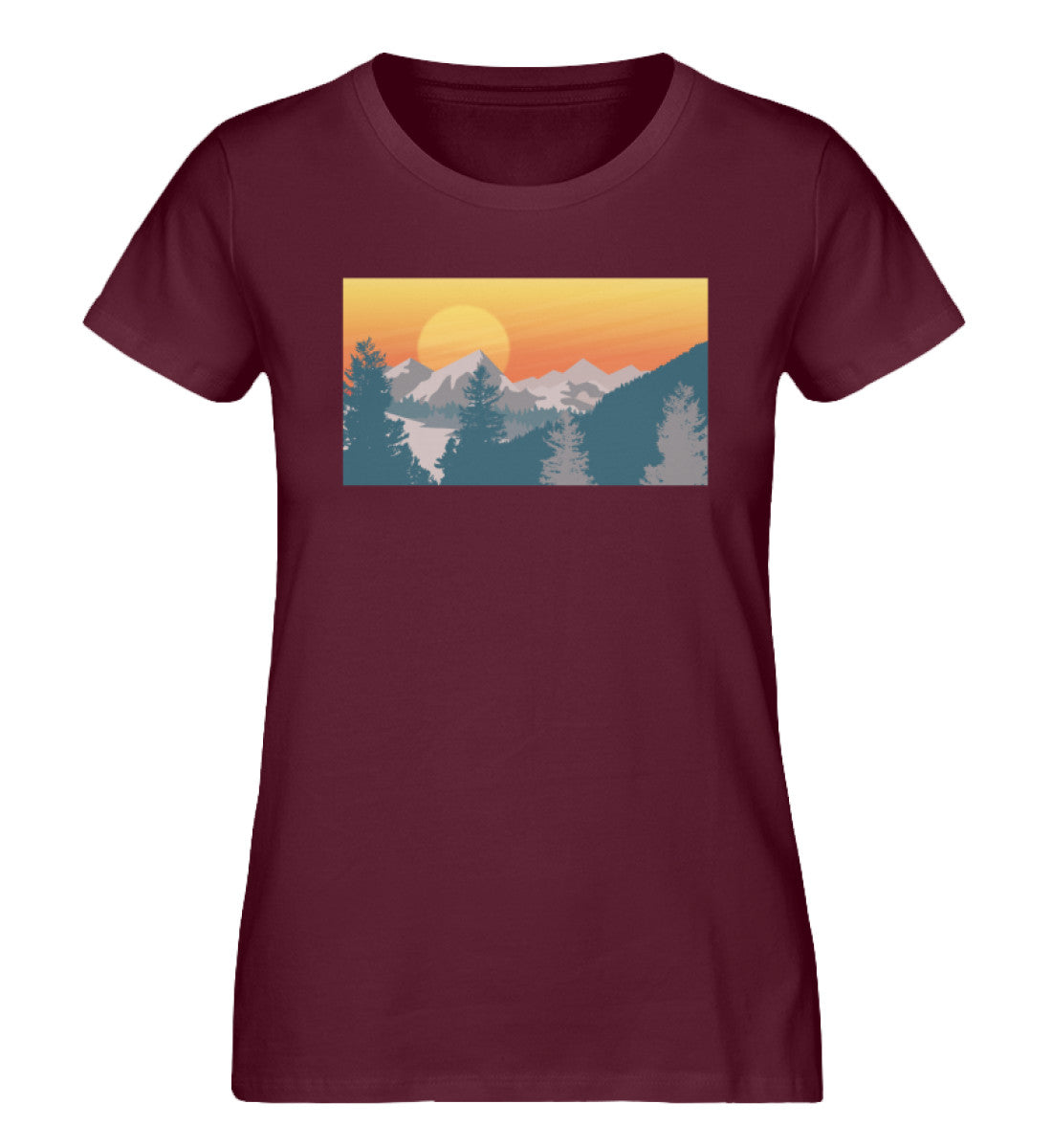 Berglandschaft und Sonne - Damen Premium Organic T-Shirt berge camping Weinrot