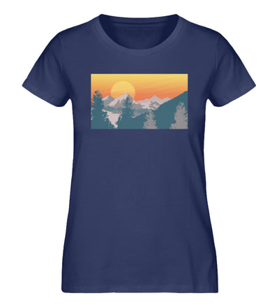 Berglandschaft und Sonne - Damen Premium Organic T-Shirt berge camping Navyblau