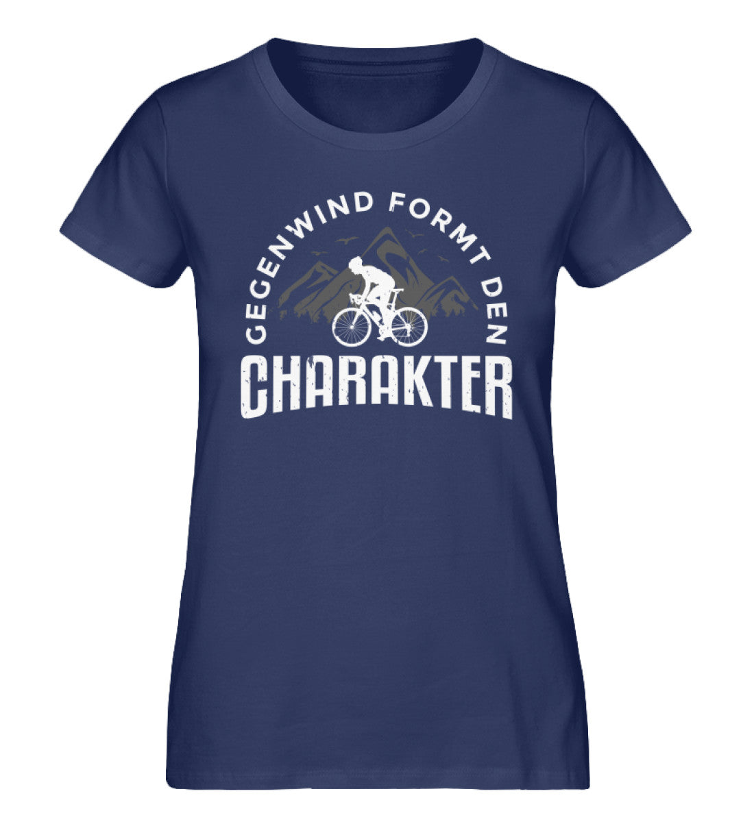 Gegenwind formt den Charakter - Damen Organic T-Shirt fahrrad mountainbike Navyblau
