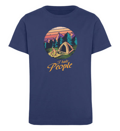 I hate People - Kinder Premium Organic T-Shirt camping Navyblau