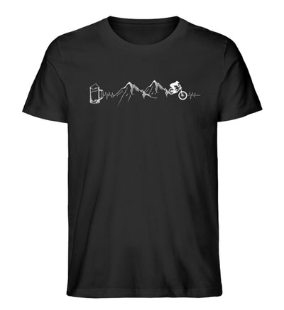 Herzschlag Berge, Biker und Bier - Herren Premium Organic T-Shirt mountainbike Schwarz