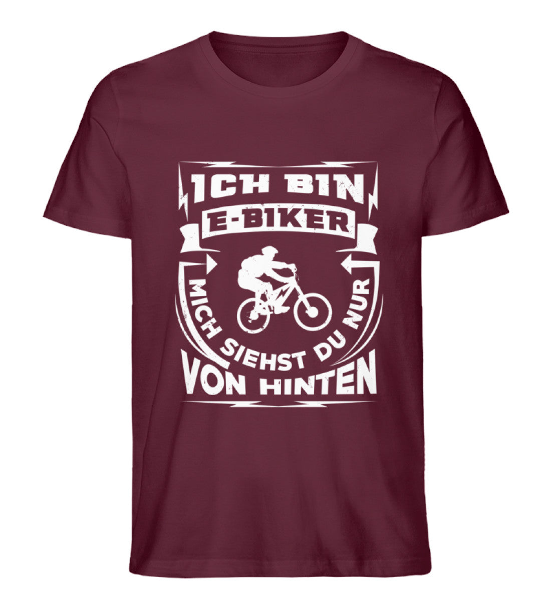 Bin ein E-BIker - Siehst mich von hinten - Herren Premium Organic T-Shirt e-bike Weinrot