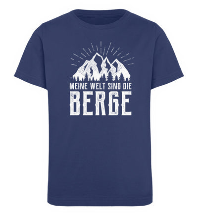 Meine Welt sind die Berge - Kinder Premium Organic T-Shirt berge Navyblau