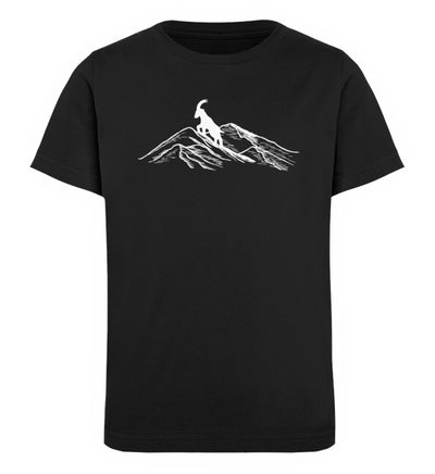 Alpensteinbock auf Berg - Kinder Premium Organic T-Shirt berge klettern wandern Schwarz