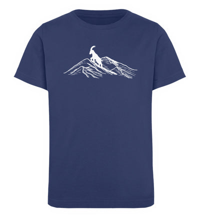 Alpensteinbock auf Berg - Kinder Premium Organic T-Shirt berge klettern wandern Navyblau