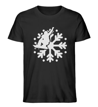 Snowboard und Schneeflocke - Herren Organic T-Shirt snowboarden Schwarz