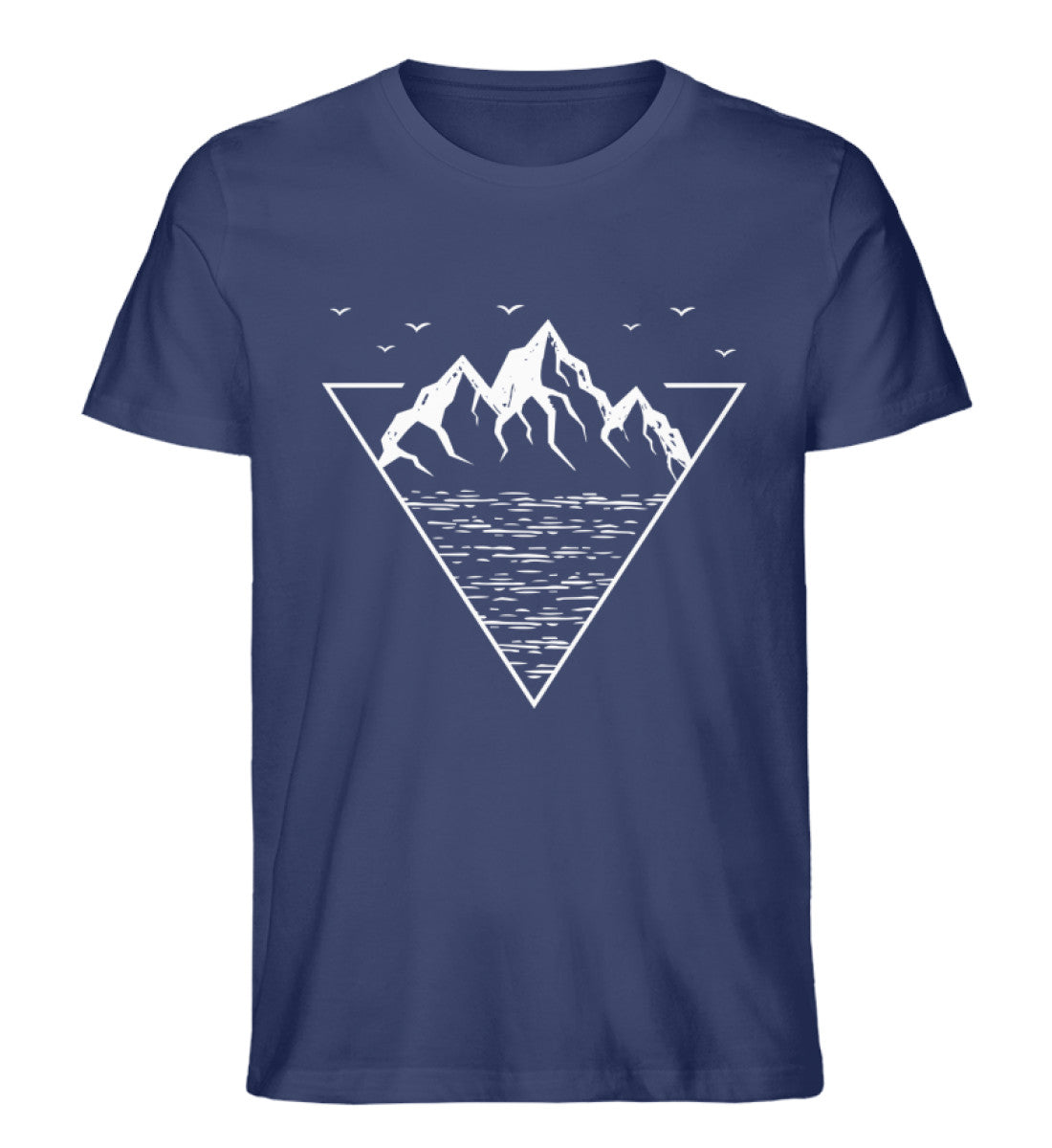 Berg Geometrisch - Herren Organic T-Shirt berge wandern Navyblau