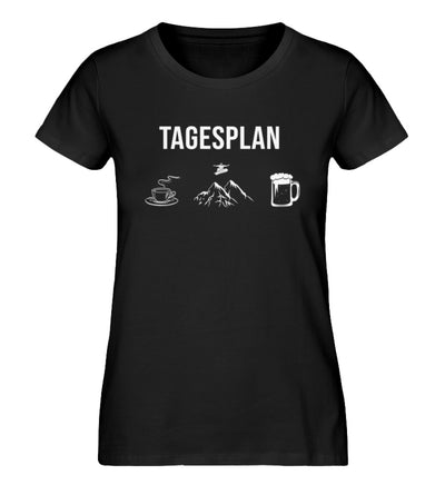 Tagesplan Kaffee, Snowboarden, Bier - Damen Organic T-Shirt snowboarden Schwarz