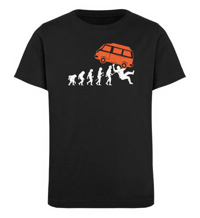 Evolution und Camping Van - Kinder Premium Organic T-Shirt camping Schwarz