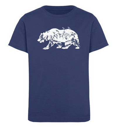 Bär und Berge Abstrakt - Kinder Premium Organic T-Shirt berge camping Navyblau