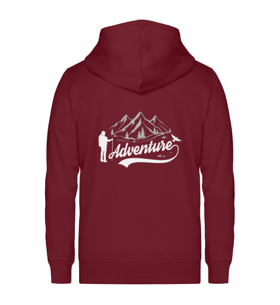 Adventure - Unisex Premium Organic Sweatjacke berge camping wandern Weinrot