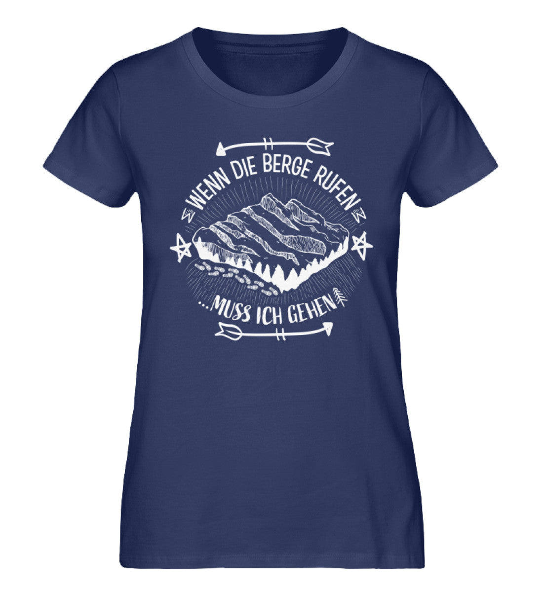 Wenn die Berge Rufen muss ich gehen - Damen Organic T-Shirt berge wandern Navyblau