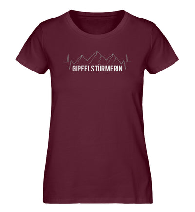 Gipfelstürmerin - Damen Premium Organic T-Shirt berge klettern wandern Weinrot