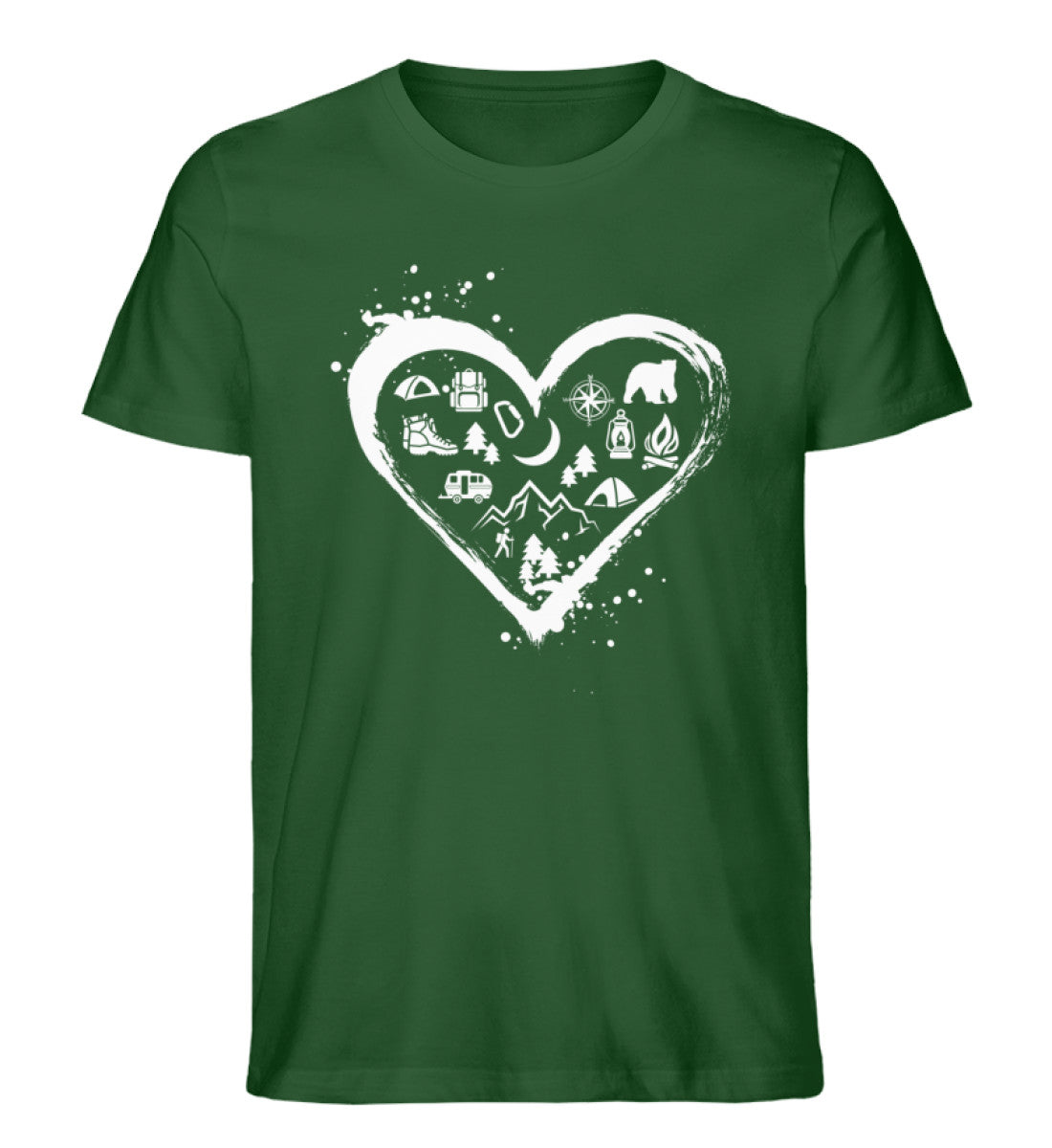 Abenteurer im Herzen - Herren Organic T-Shirt camping wandern Dunkelgrün