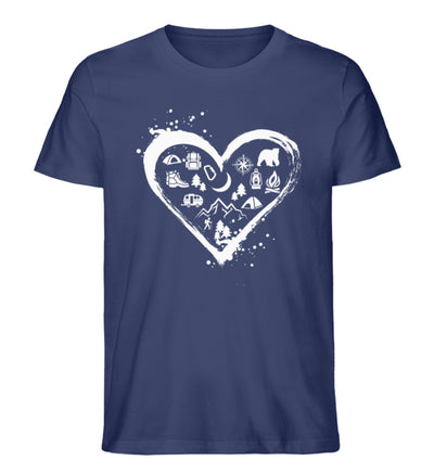 Abenteurer im Herzen - Herren Organic T-Shirt camping wandern Navyblau