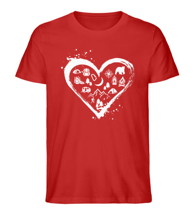 Abenteurer im Herzen - Herren Organic T-Shirt camping wandern Rot