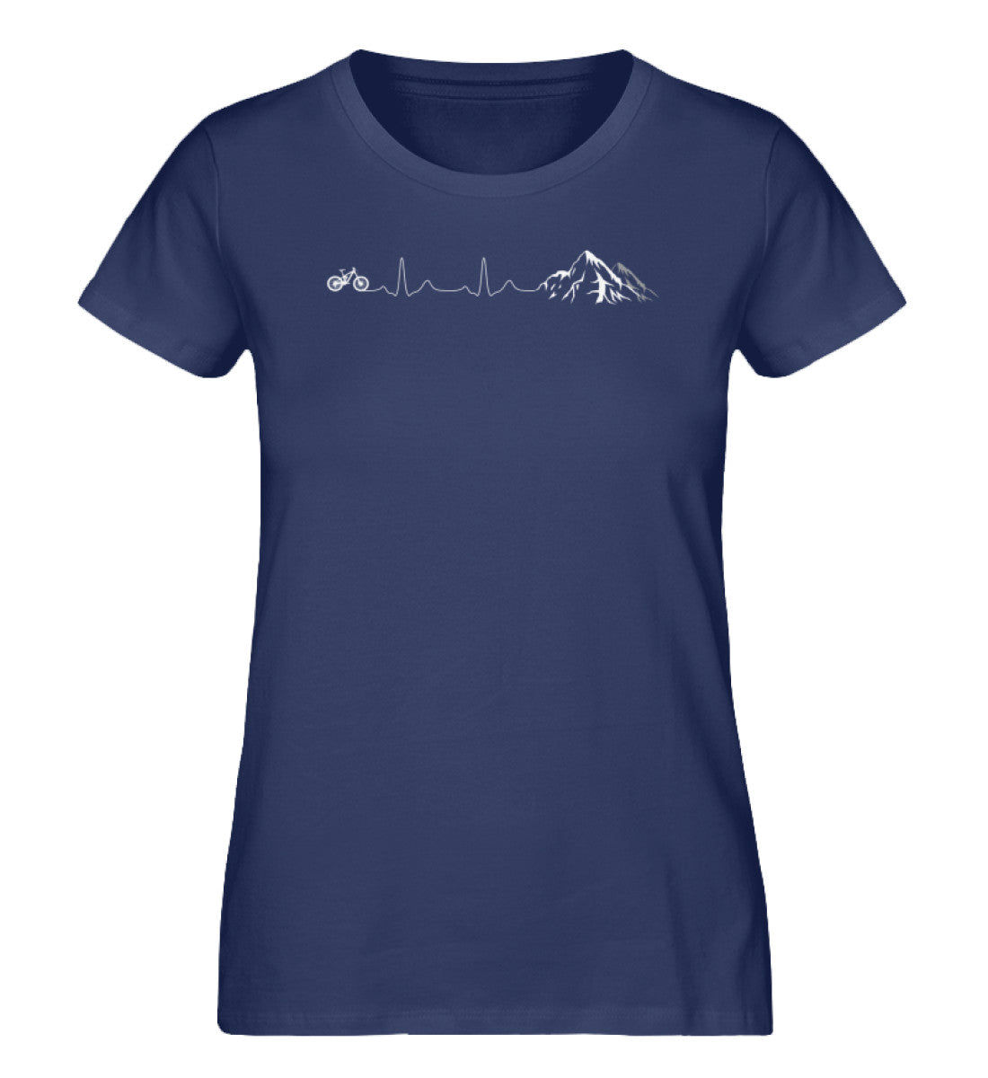 Herzschlag Berge und Bike - Damen Premium Organic T-Shirt mountainbike Navyblau