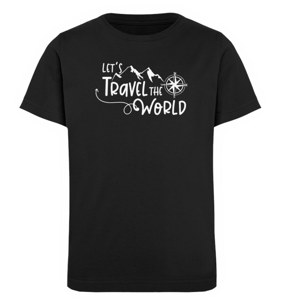 Lets travel the world - Kinder Premium Organic T-Shirt camping wandern Schwarz