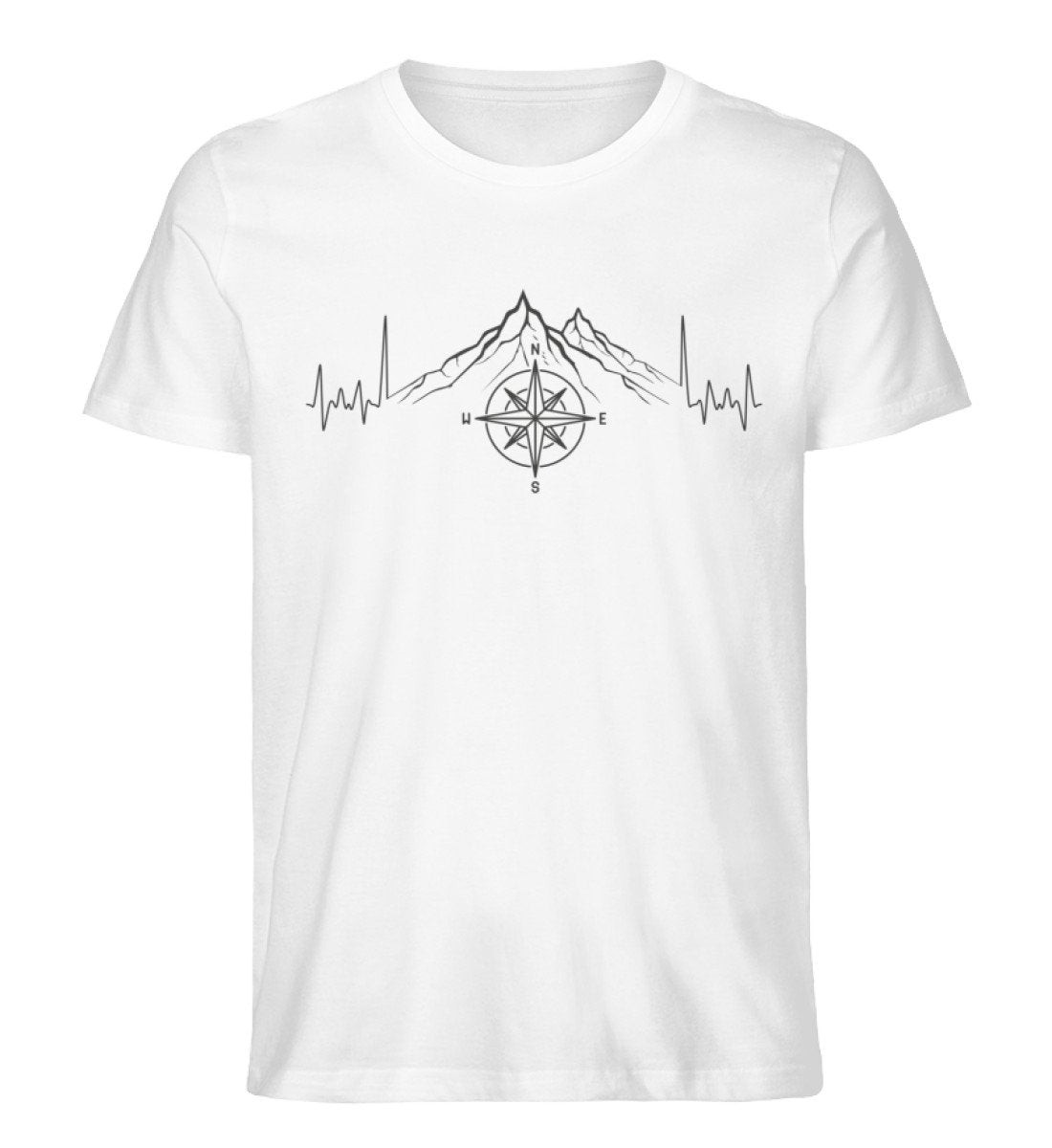 Herzschlag Berge und Kompass - Herren Organic T-Shirt' berge camping wandern Weiß