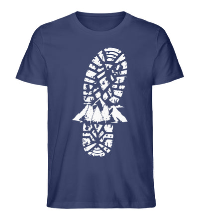 Berge und Wanderschuh Abdruck - Herren Organic T-Shirt berge wandern Navyblau
