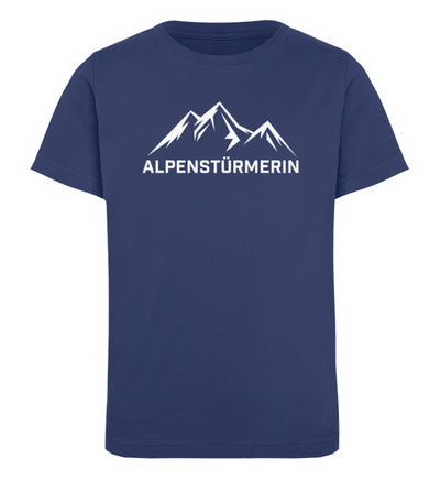 Alpenstürmerin - Kinder Premium Organic T-Shirt berge wandern Navyblau