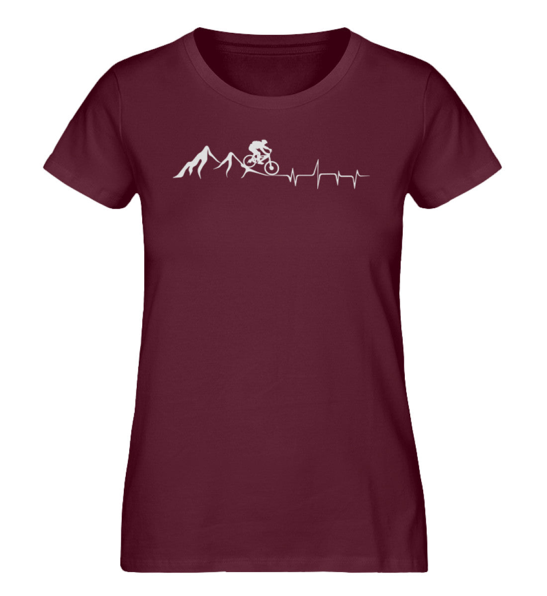 Herzschlag Bergbiken - Damen Organic T-Shirt mountainbike Weinrot