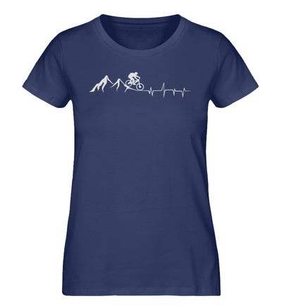 Herzschlag Bergbiken - Damen Organic T-Shirt mountainbike Navyblau