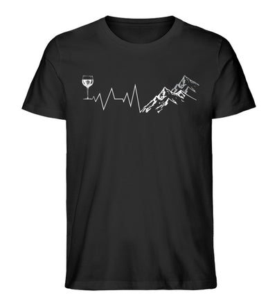 Herzschlag Berge und Wein - Herren Organic T-Shirt berge wandern Schwarz