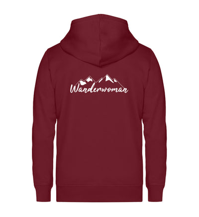 Wanderwoman. - Unisex Premium Organic Sweatjacke wandern Weinrot