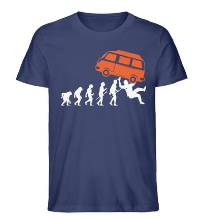 Evolution und Camping Van - Herren Organic T-Shirt camping Navyblau
