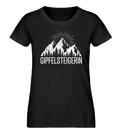 Die Gipfelsteigerin - Damen Premium Organic T-Shirt berge klettern wandern Schwarz
