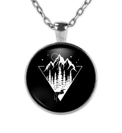 Berge Geometrisch - Halskette mit Anhänger berge wandern Silber