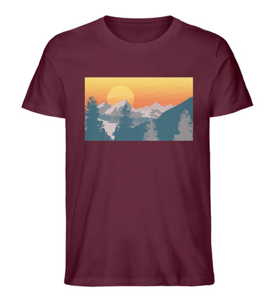 Berglandschaft und Sonne - Herren Premium Organic T-Shirt berge camping Weinrot