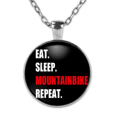 Eat Sleep Mountainbike Repeat - Halskette mit Anhänger mountainbike Silber