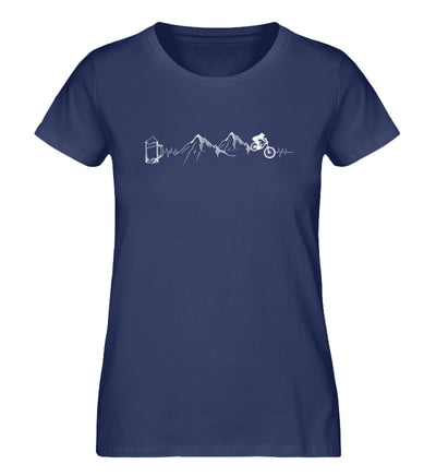 Herzschlag Berge, Biker und Bier - Damen Organic T-Shirt mountainbike Navyblau