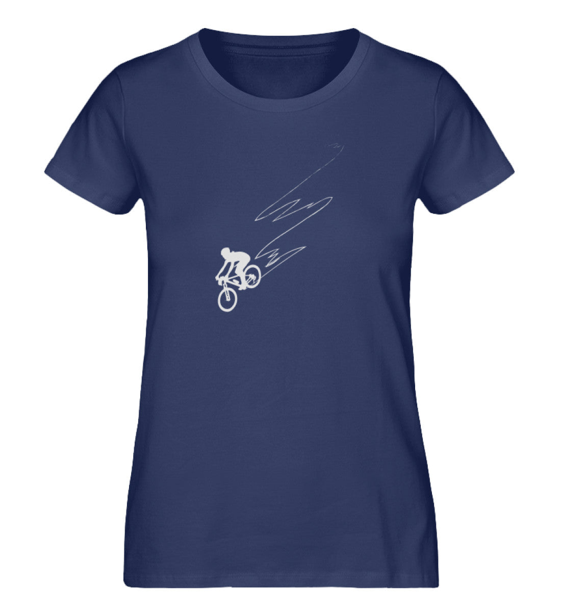 Downhill Flitzerin - Damen Organic T-Shirt fahrrad mountainbike Navyblau
