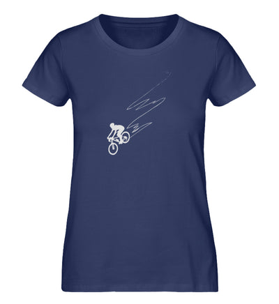 Downhill Flitzerin - Damen Organic T-Shirt fahrrad mountainbike Navyblau