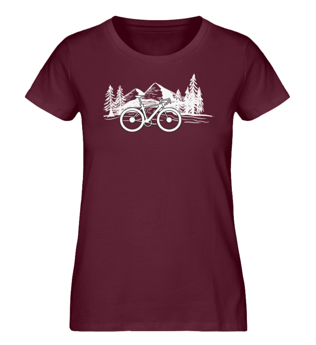 Fahrrad und Berge - Damen Premium Organic T-Shirt fahrrad mountainbike Weinrot