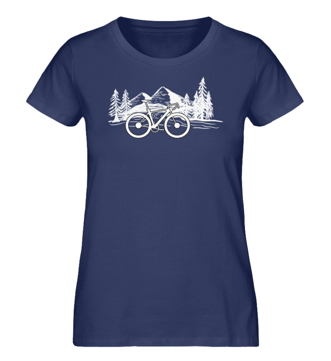 Fahrrad und Berge - Damen Premium Organic T-Shirt fahrrad mountainbike Navyblau