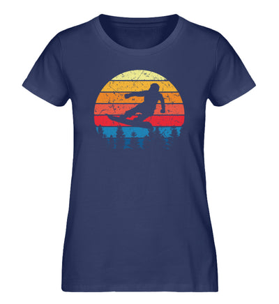 Snowboard Vintage - Damen Organic T-Shirt snowboarden Navyblau