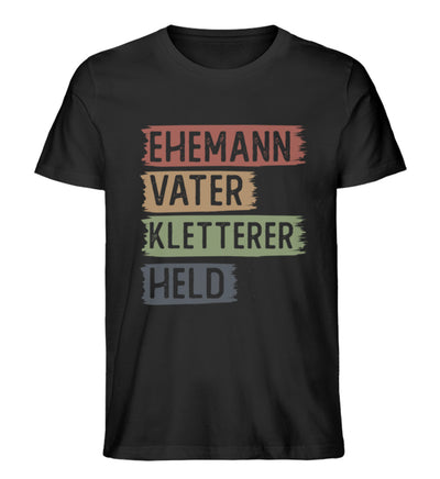 Ehemann, Vater, Kletterer, Held - Herren Premium Organic T-Shirt klettern Schwarz